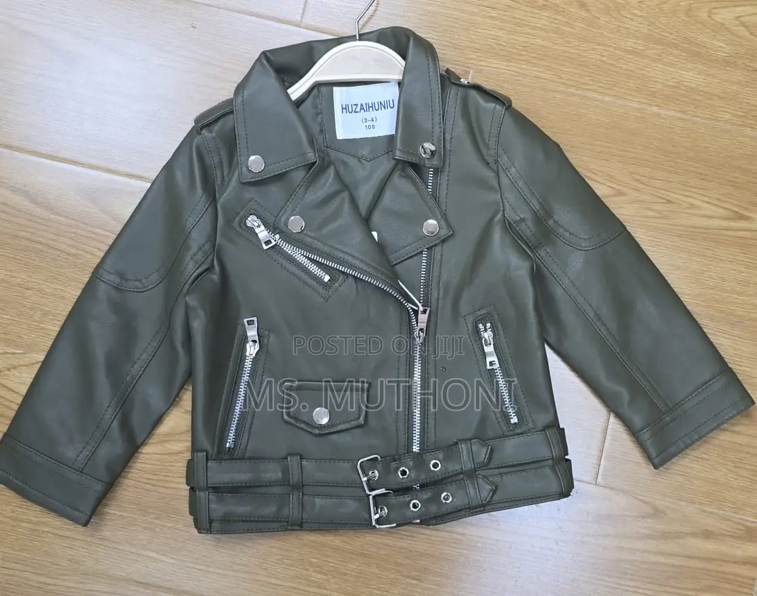 3-9 Yrs Unisex Pu Leather Kids Jackets