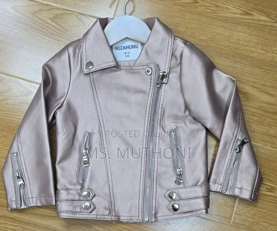 3-9 Yrs Unisex Pu Leather Kids Jackets