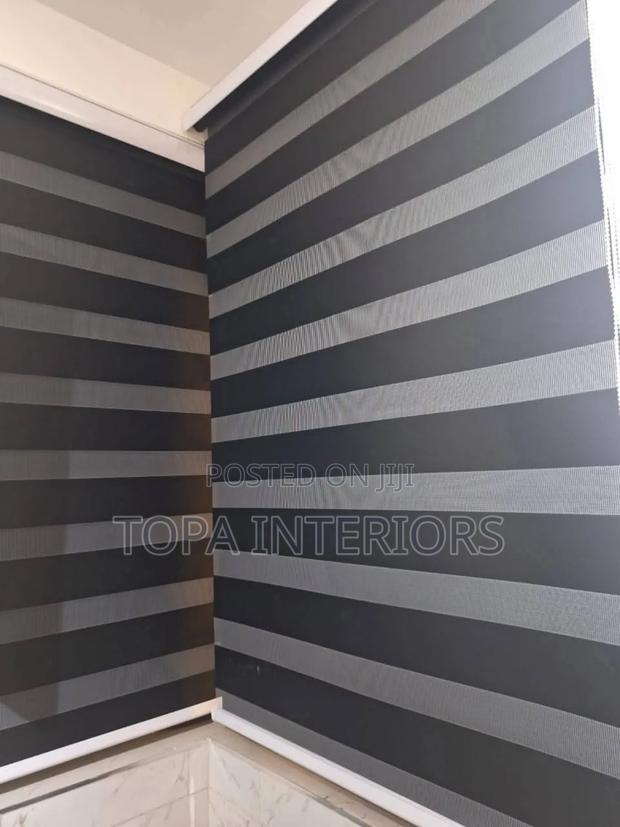 Black Horizontal Office Roller Blinds Installation - main view