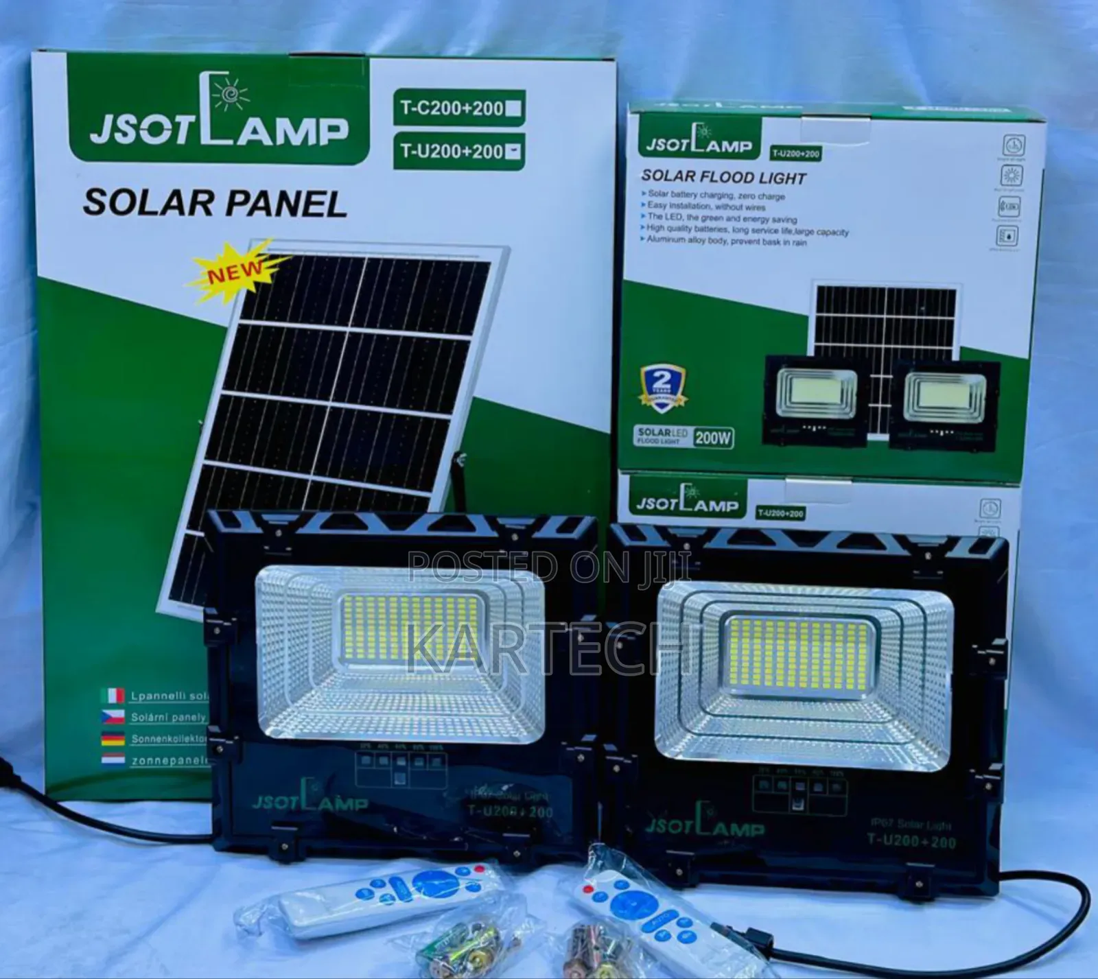Jsot 2-in-1 Dusk to Dawn 200w+200w Solar Floodlight