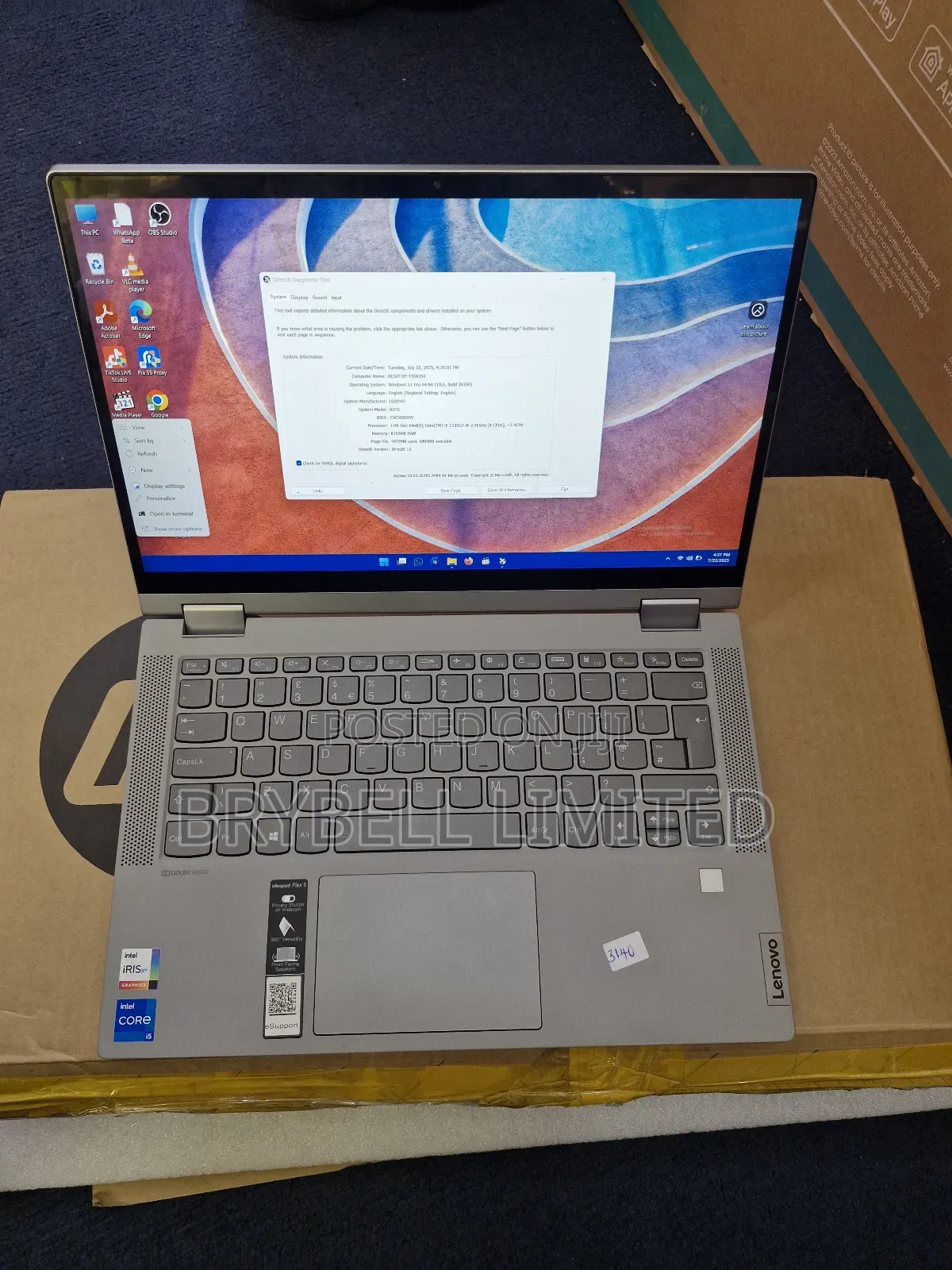 Laptop Lenovo Flex 5 8GB Intel Core I5 SSD 512GB