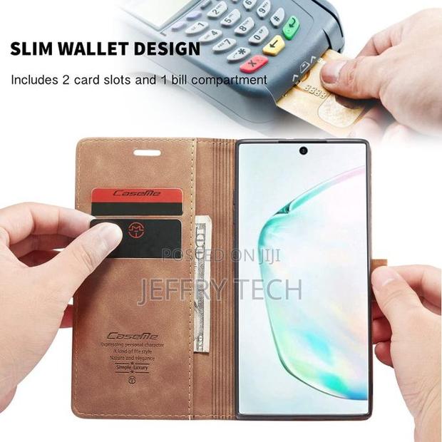 Samsung Galaxy Note 10 Plus+ Suede Pu Leather Case Flip - thumbnail 3