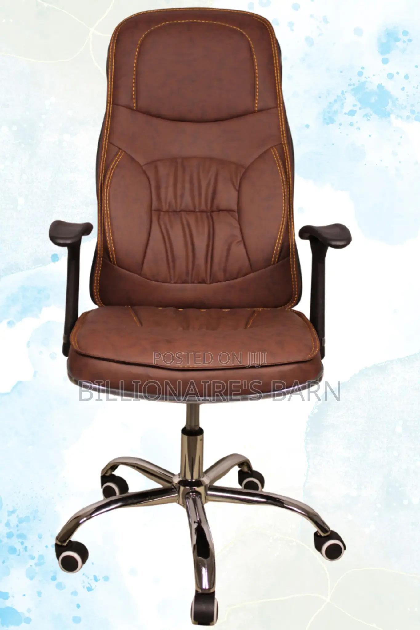 Office Chair; Leather Executive Office Chair-Brown
