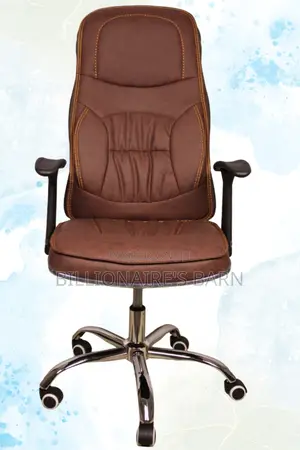 Office Chair; Leather Executive Office Chair-Brown