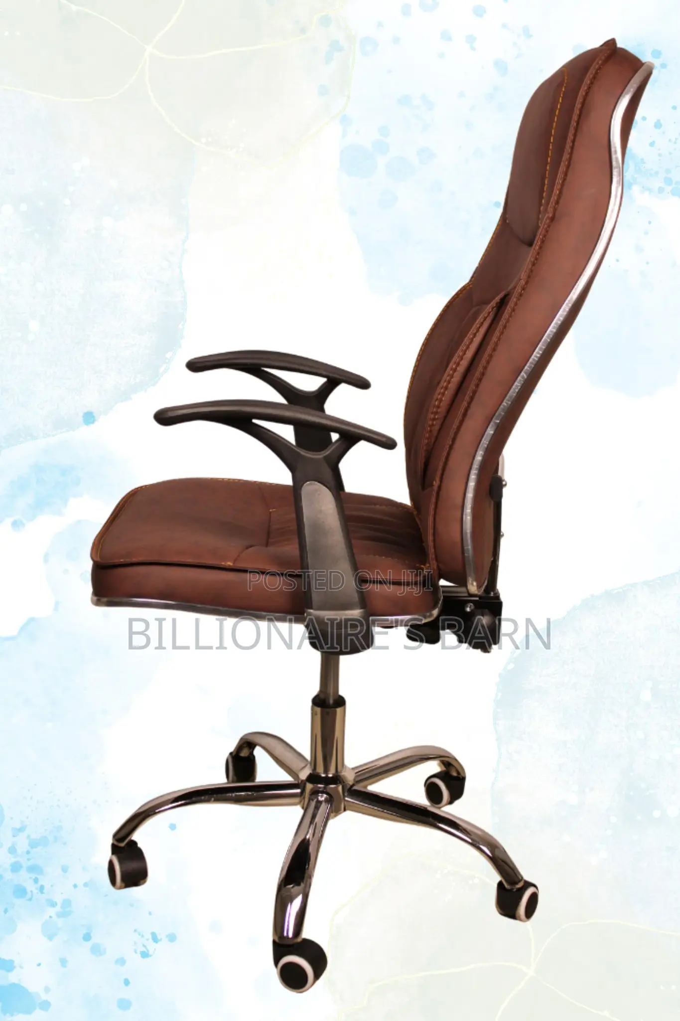Office Chair; Leather Executive Office Chair-Brown