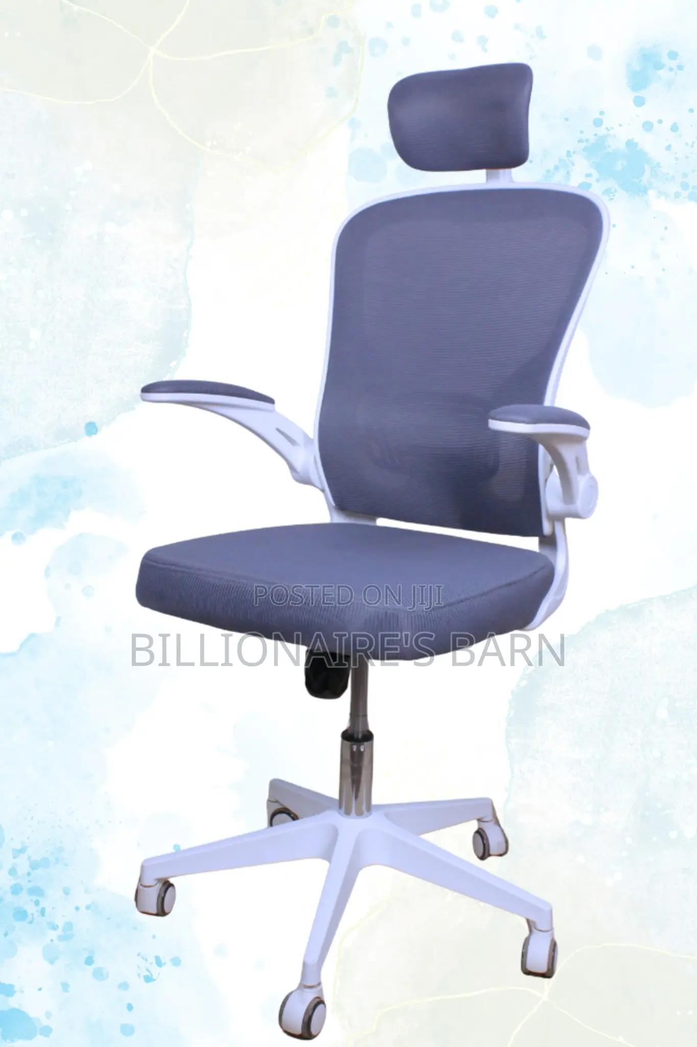 Office Chair Ergonomic Back Mesh Arms Lumbar Support-White