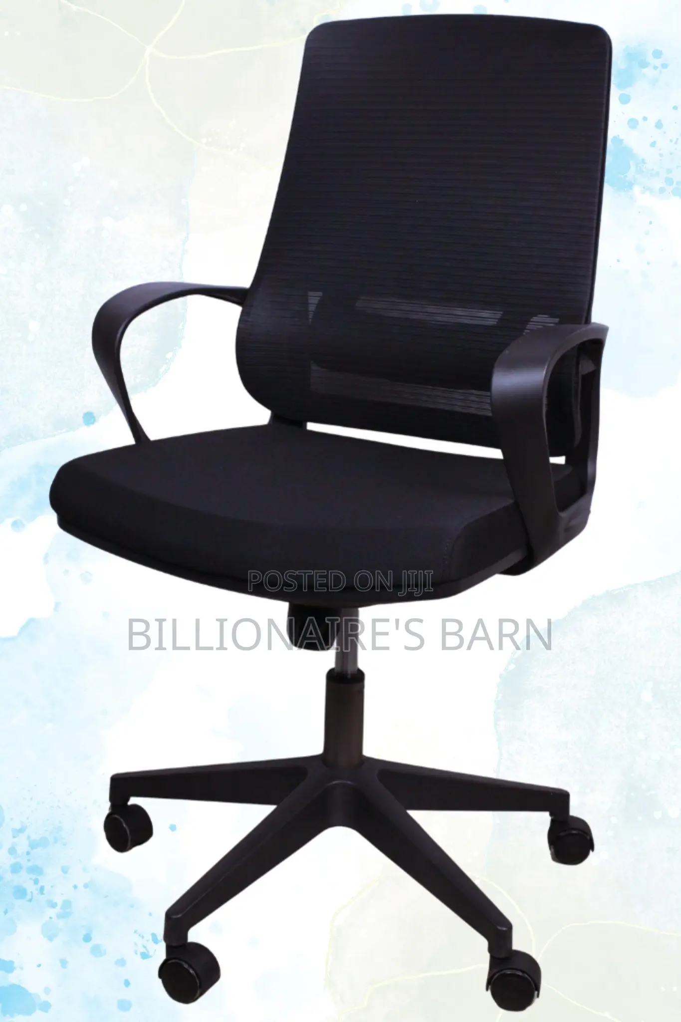 Back Office Chair Ergonomic Mesh Arms Lumbar Support-Black