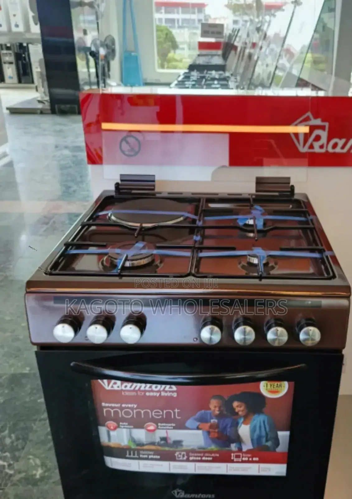Ramtons Standing Cooker 60*60cm. 3g+1e R(Brown) Rm/3g