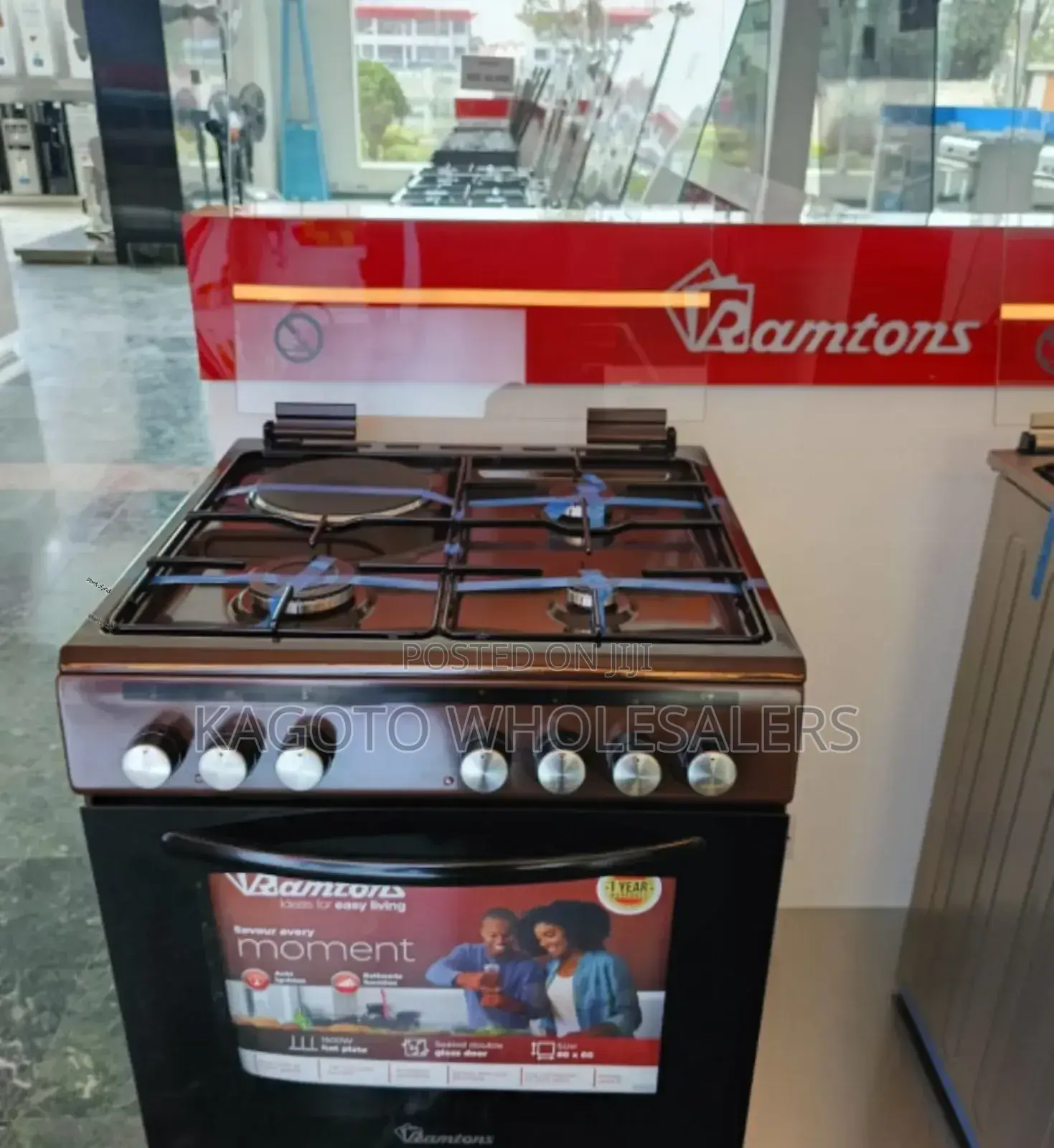 Ramtons Standing Cooker 60by60. 3g+1electric R(Brown) Rm/3g