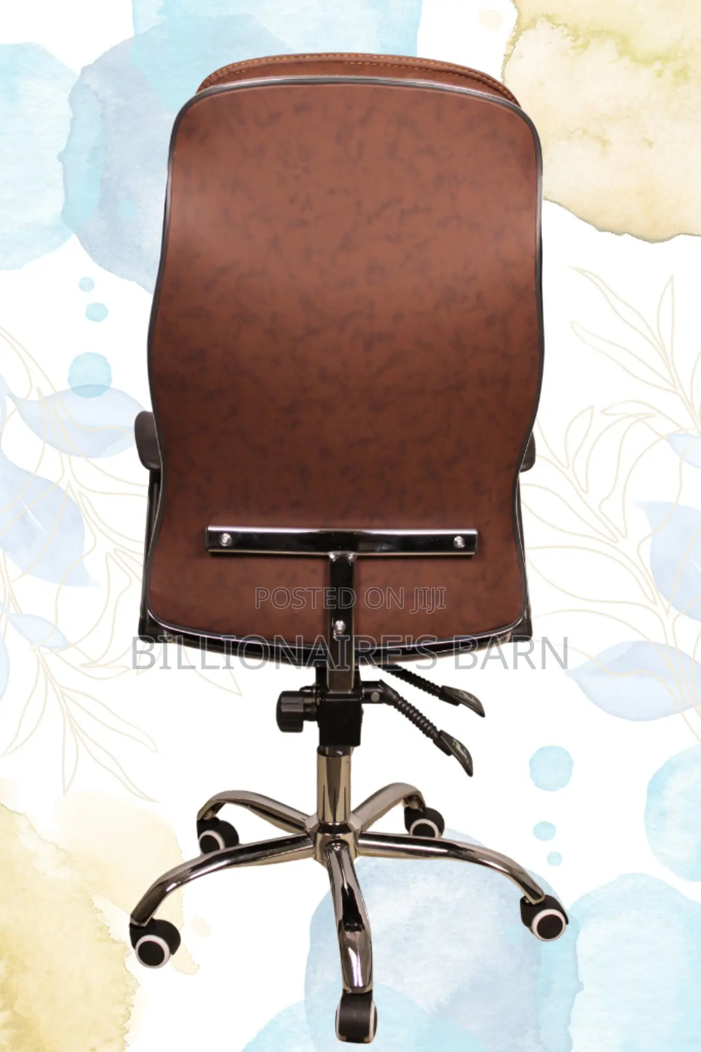 Office Chairs; Brown Leather Generic Arm Executive Seat