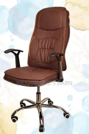 Office Chairs; Brown Leather Generic Arm Executive Seat