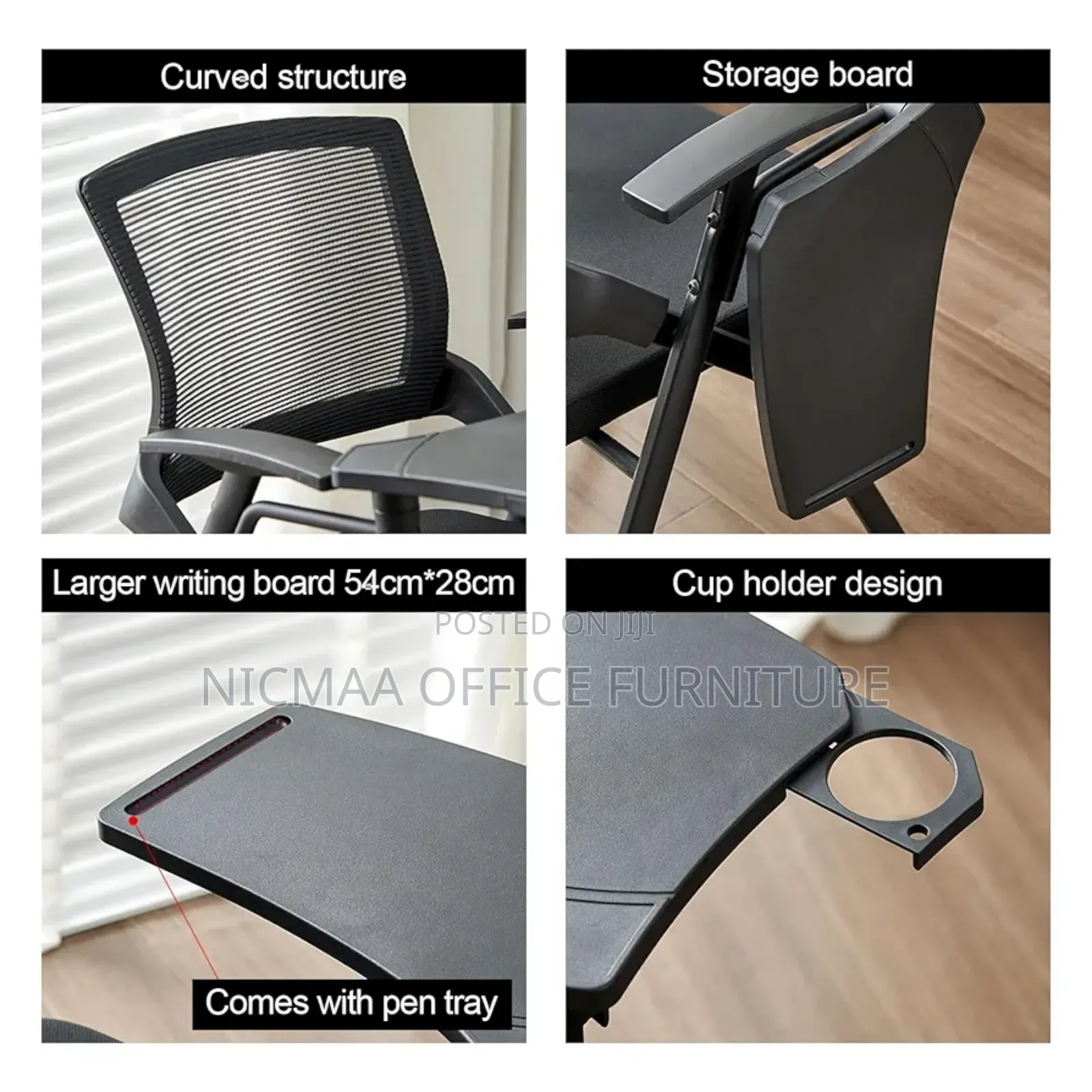 Foldable Chair: Mesh Training Chair With Writing Board
