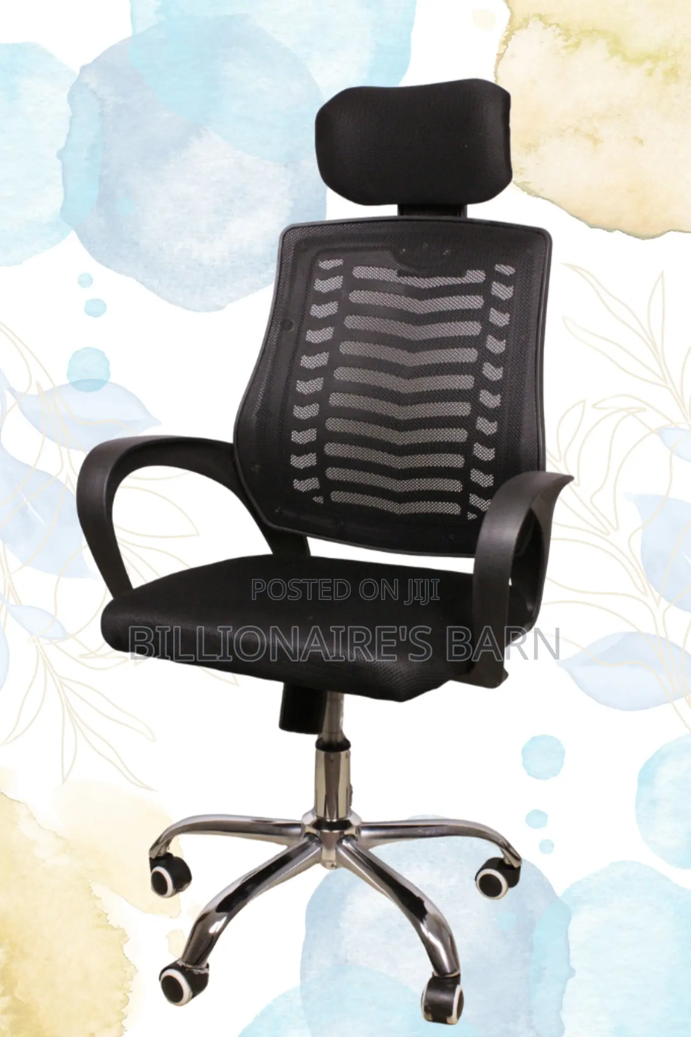 Office Chair -Secretarial Mesh Headrest Seat-Wheels