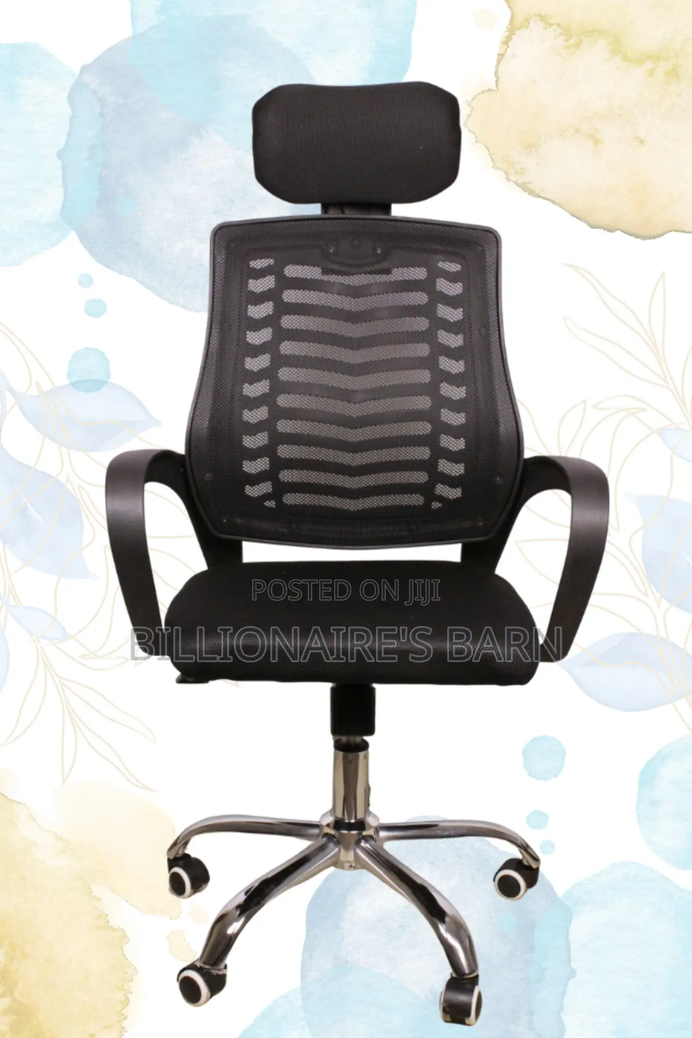 Office Chair -Secretarial Mesh Headrest Seat-Wheels
