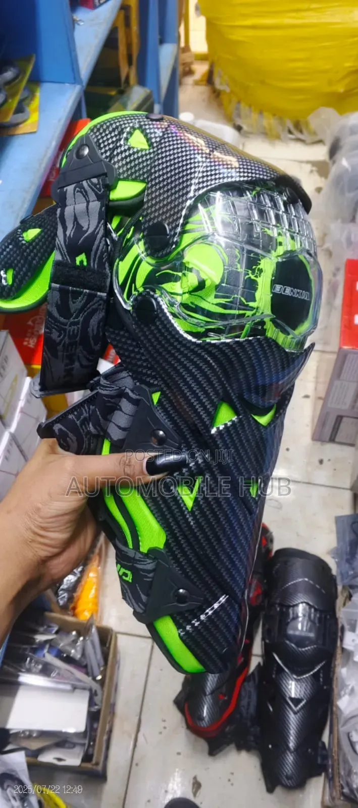 Green Black Riding Knee Guards -Carbon Knee Guards