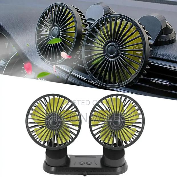 Dual Car Dashboard Cooling Fan 12v - thumbnail 2