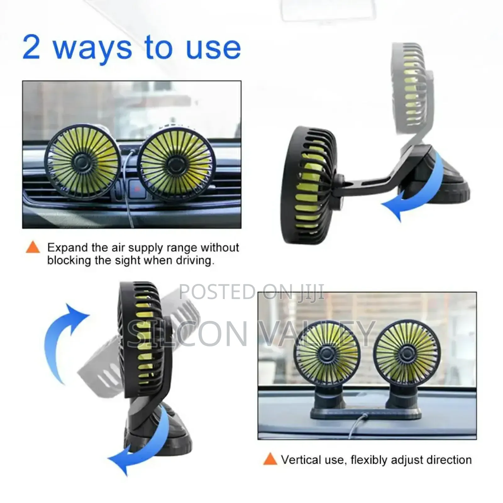 Dual Car Dashboard Cooling Fan 12v