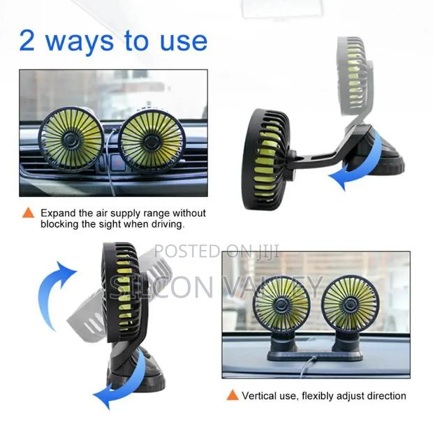 Dual Car Dashboard Cooling Fan 12v - thumbnail 3