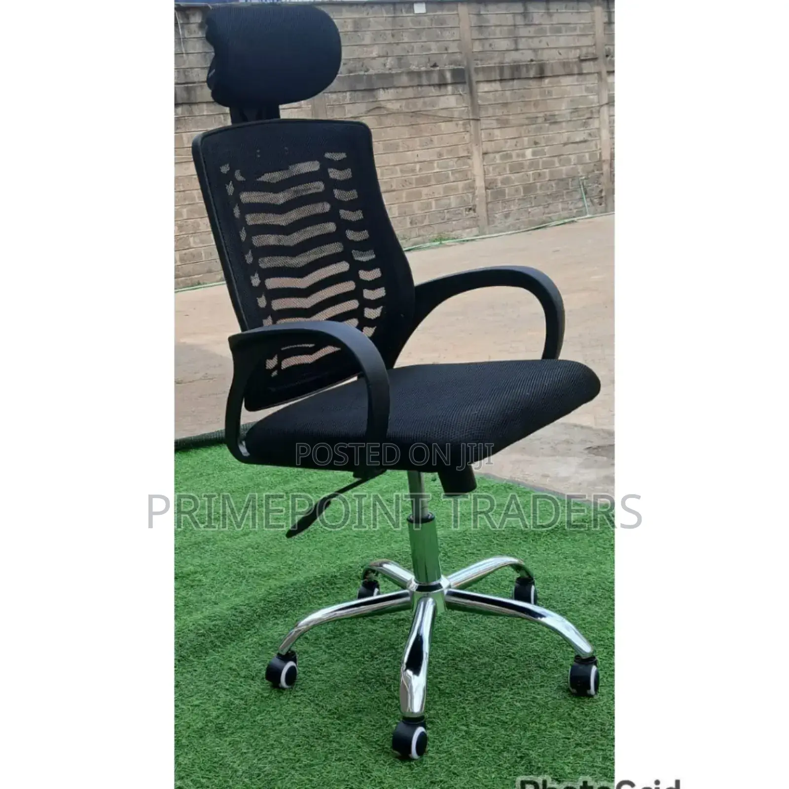 Secretarial Mesh Office Chair With Headrest^ 