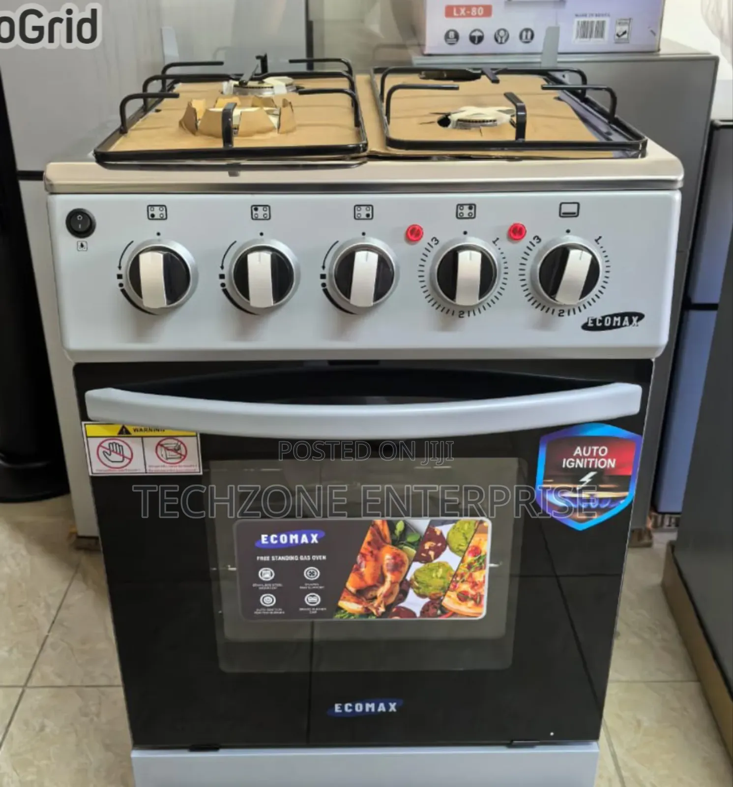 Ecomax Full Gas Standing Cooker 50*55cm in Black and Silver,