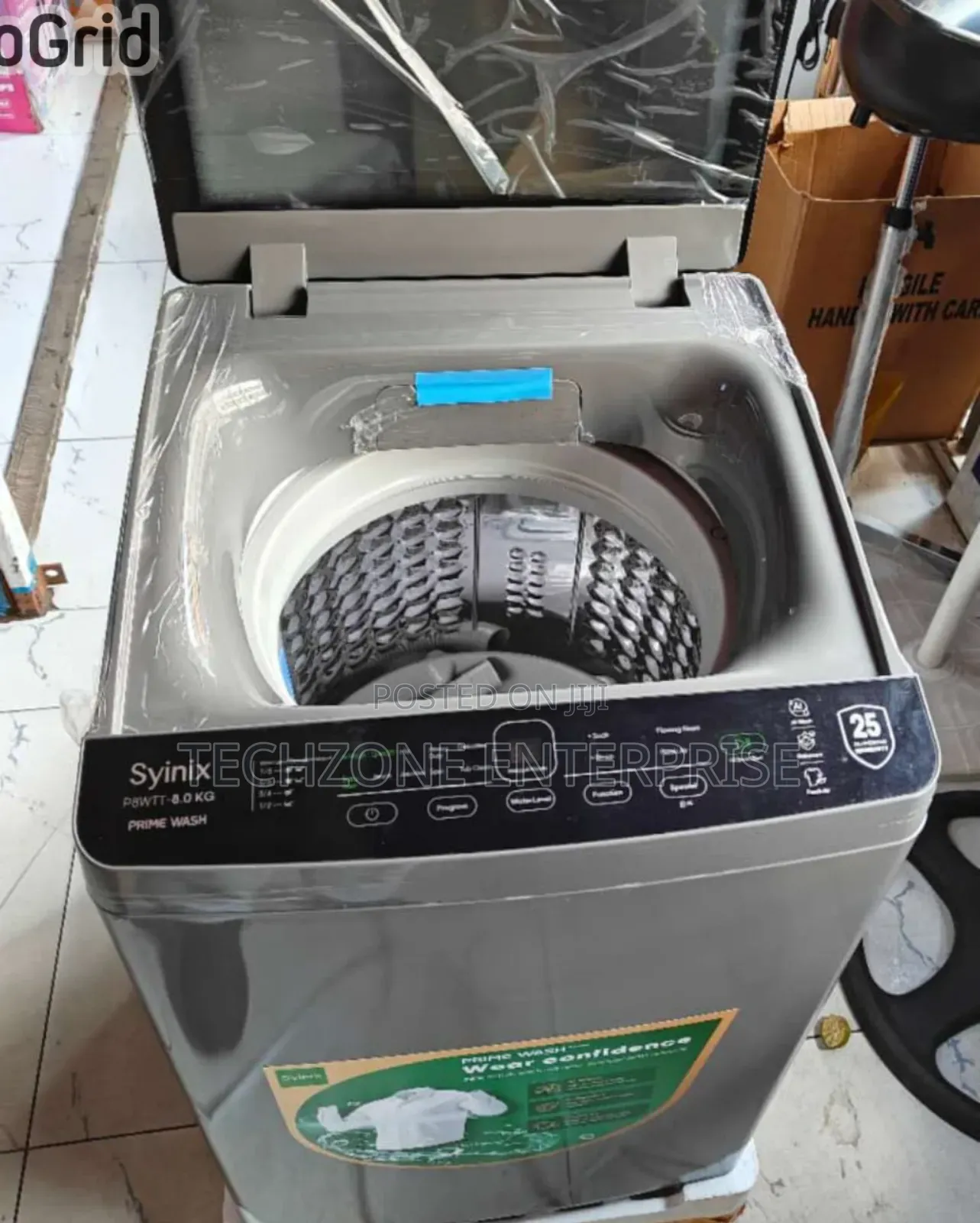 Syinix 8kg Top Load Full Automatic Washing Machine - Grey
