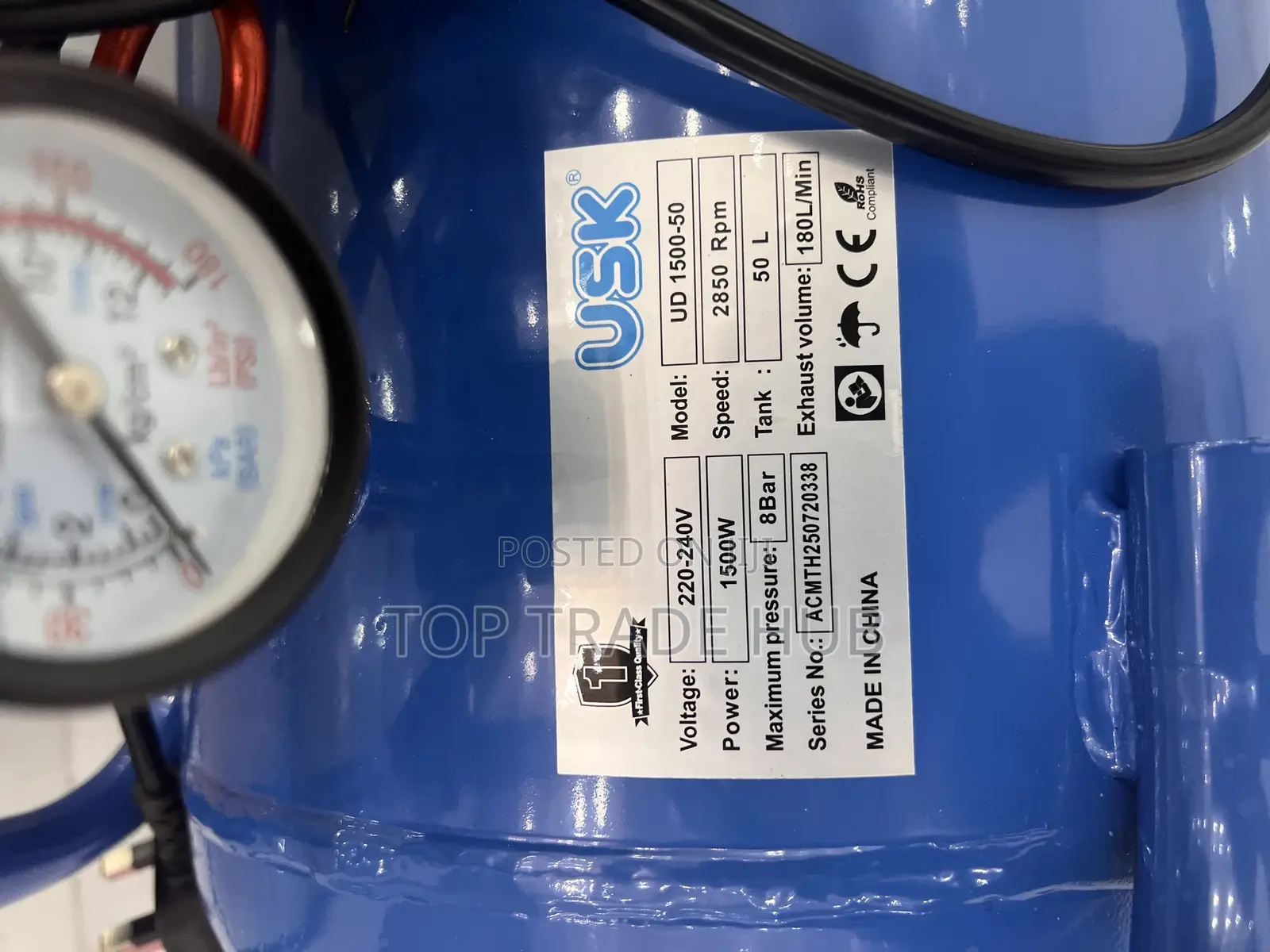 Durable Usk Electric Air Compressor 50l 150l/Min 1500w