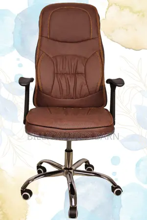Brown Ergonomic Leather Chair; Executive, Heavy Duty Base