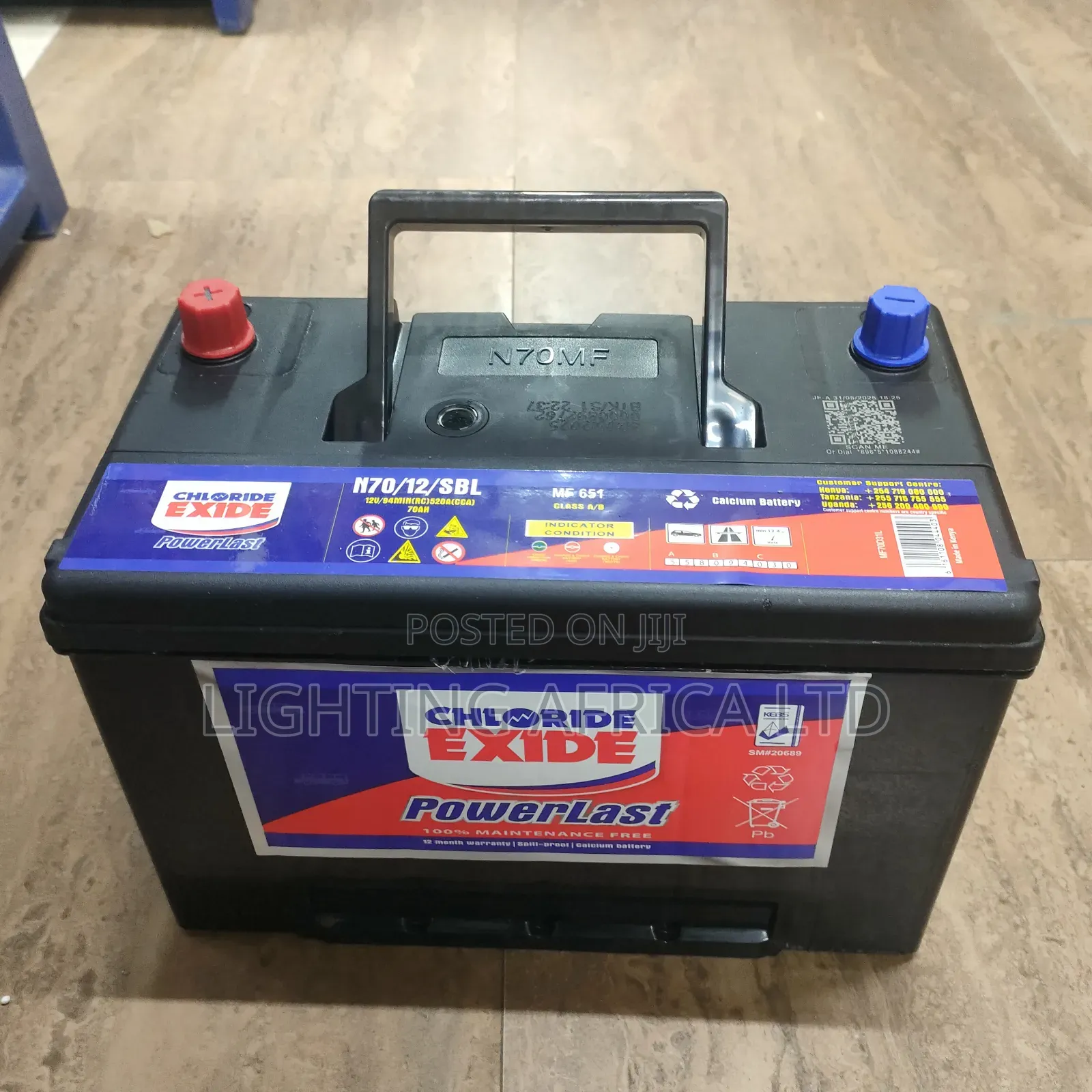 Chloride Exide N70 Mf Car Battery for 2000cc - 2700cc