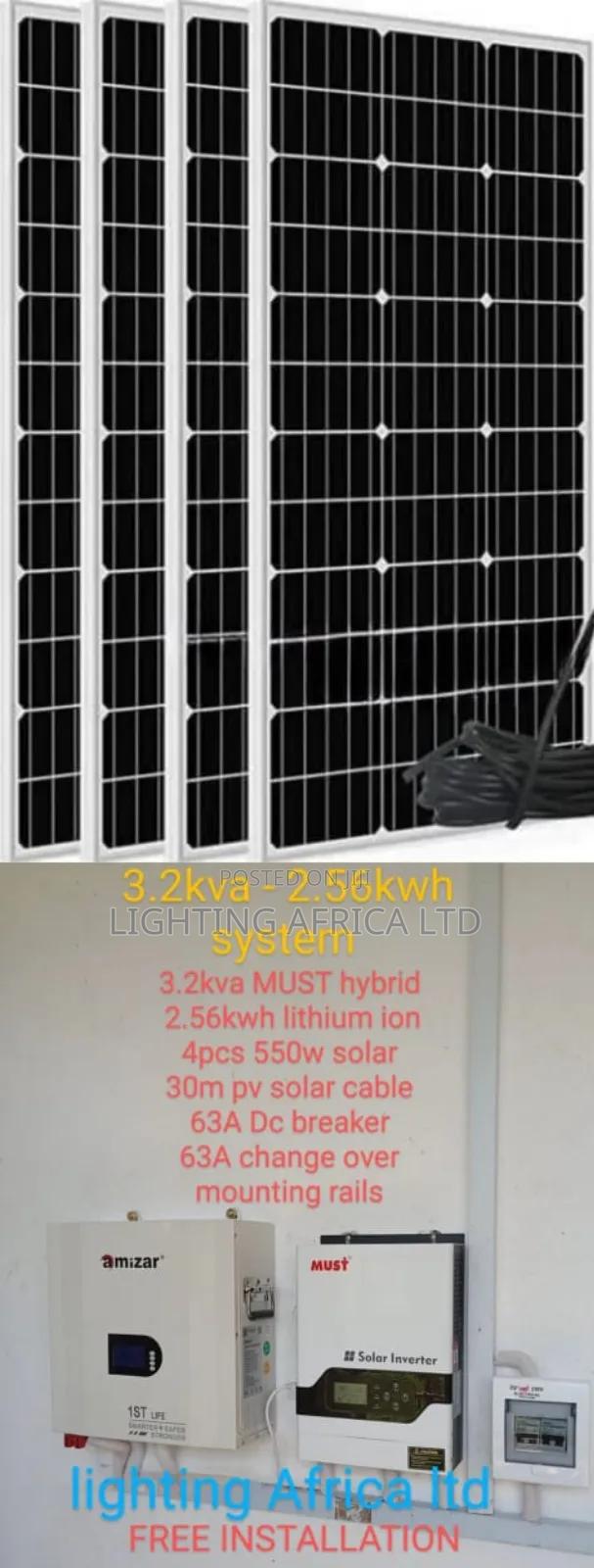 New 3.2kva Must Hybrid Inverter - 2.56kwh - 24v Lithium Battery Kit