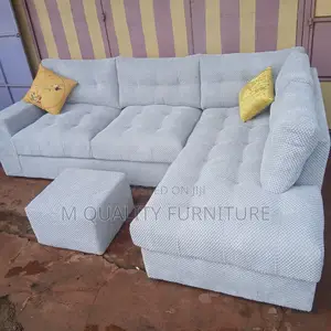 White New Modern L Seat With Ottoman