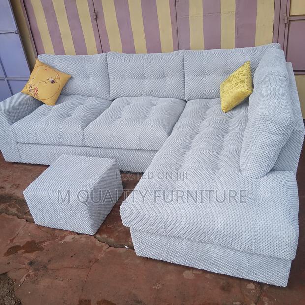 White New Modern L Seat With Ottoman