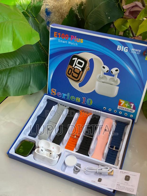 E100 Plus Smart Watch With Earbuds and 7 Straps - thumbnail 3