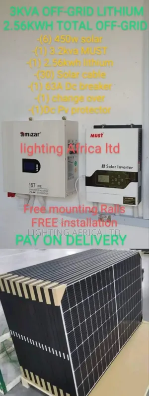 Must 3.2kva Inverter - 2.56keh Lithium Battery -(4)500w Solar Full Kit