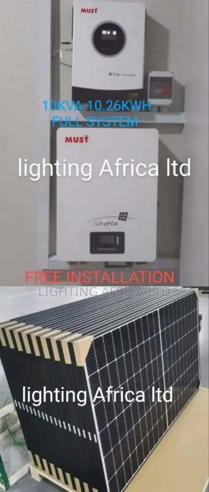 Must Offgrid 10kva Inverter - 10.26kwh Lithium -(10)615w Solar Panels.
