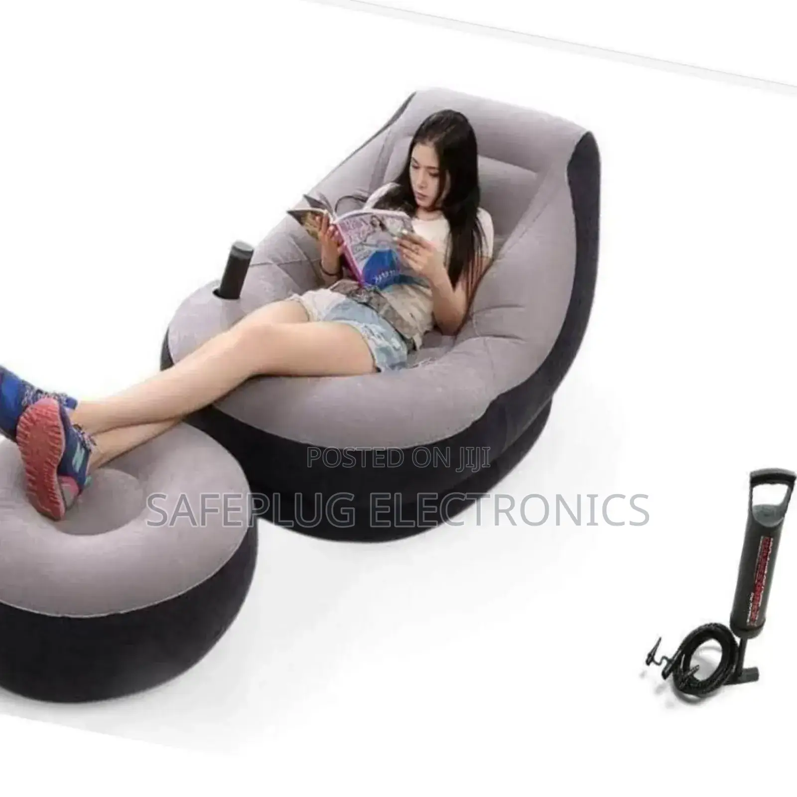 *Inflatable Seat With Foot Rest and a Pump(Big Size)
