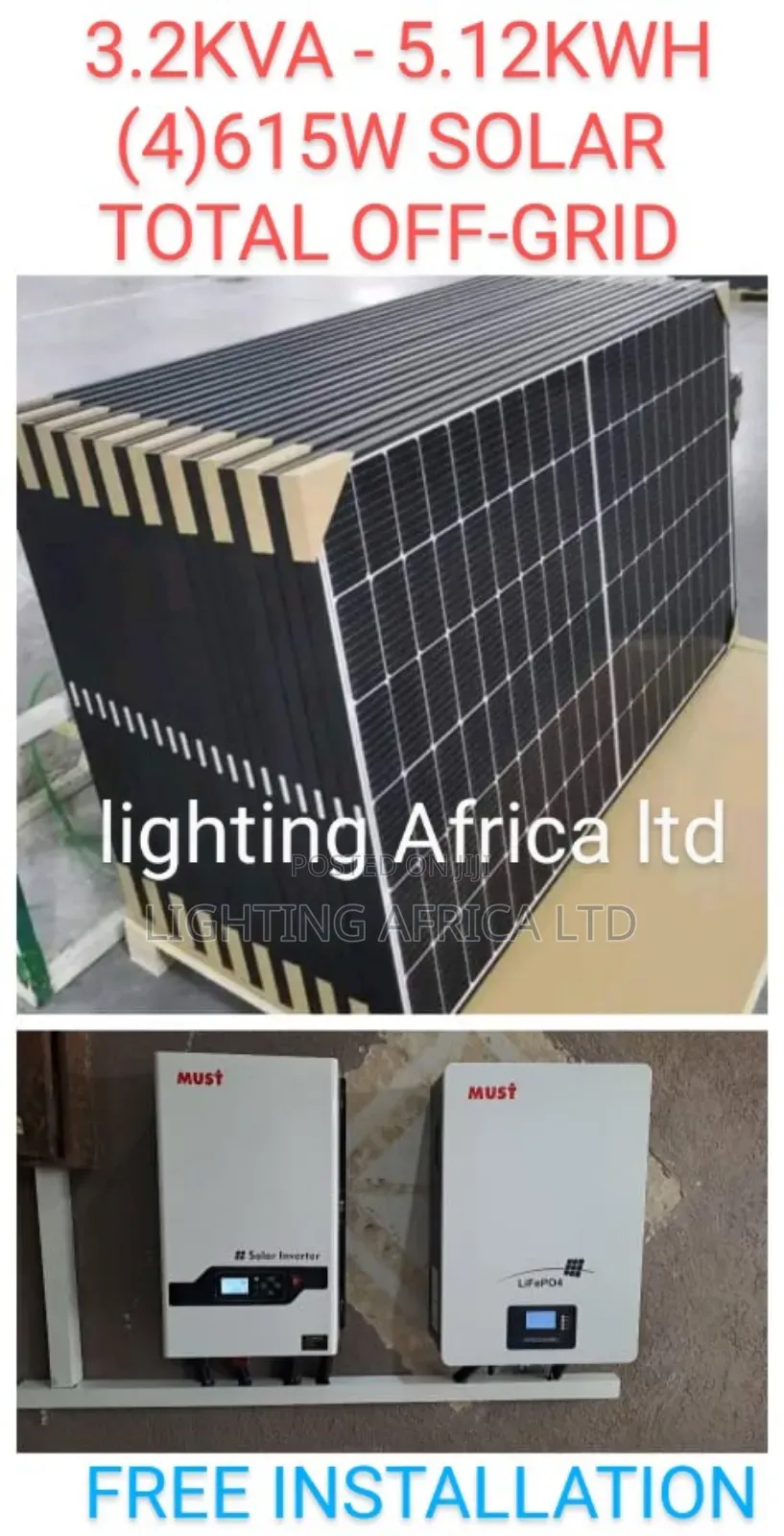 3.2kva Must Hybrid Inverter - 5.12kwh/24v Lithium Total Off-Grid Kit