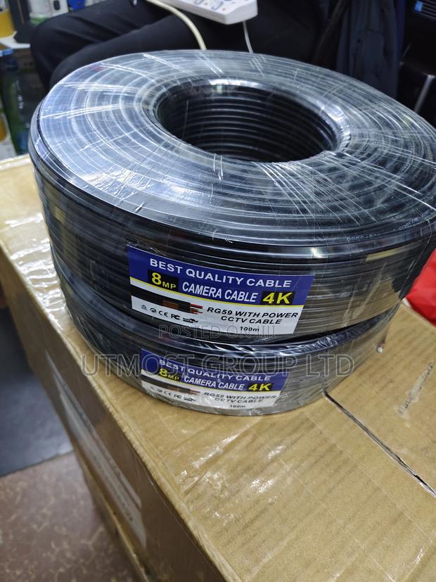 Professional Rg59 CCTV Coaxial Cable 100m With Power - main view