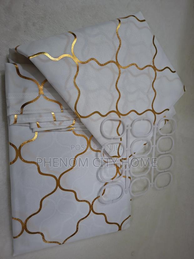 White Shower Curtain With Gold