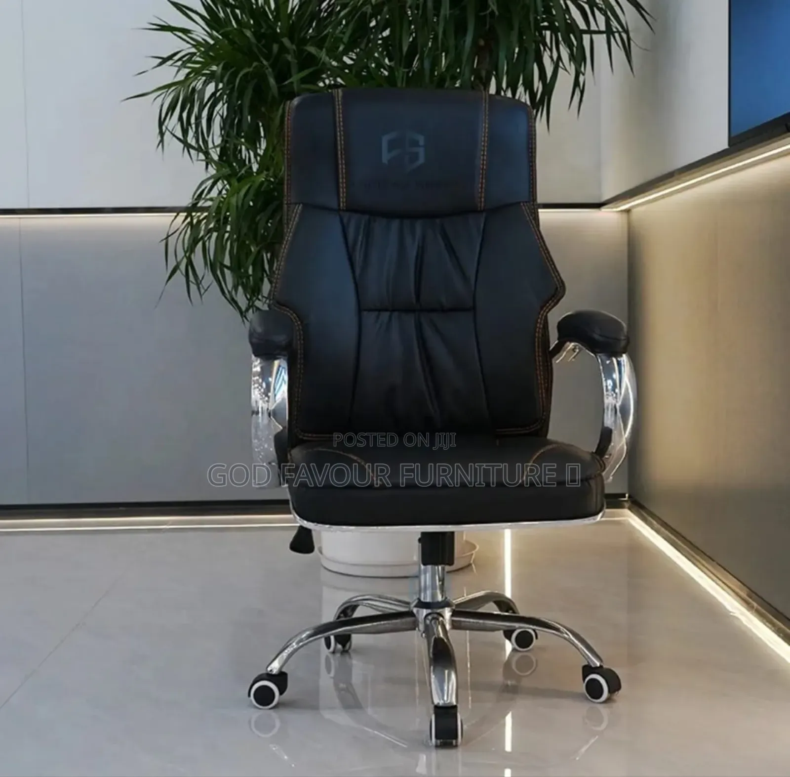 Ergonomic Pu Leather Swivel Office Chair Black Vd3q