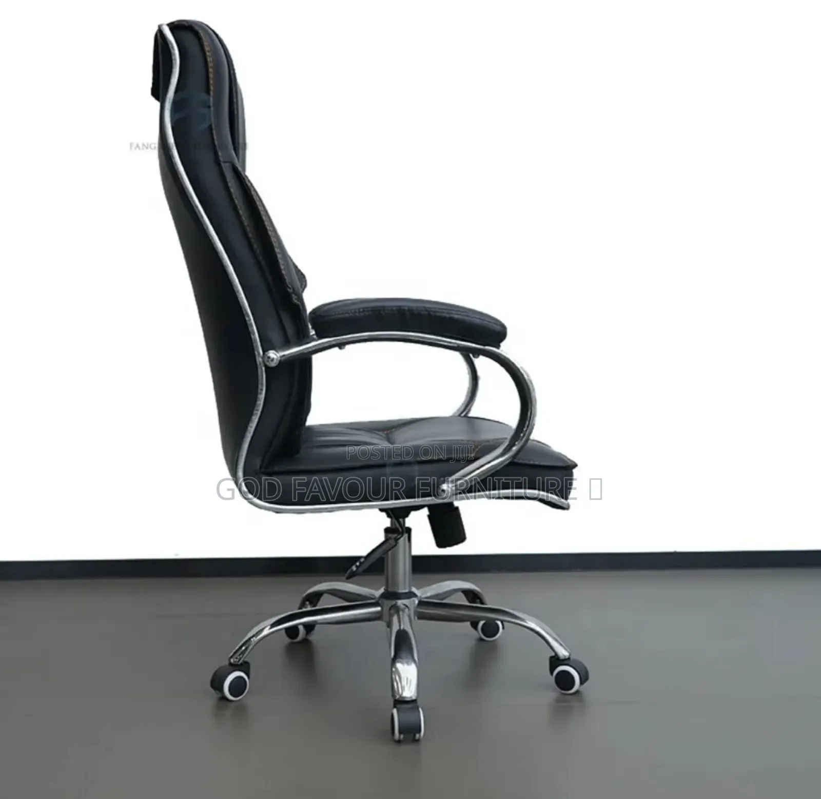 Elegant Black Swivel Pu Leather Office Chair Jk9y