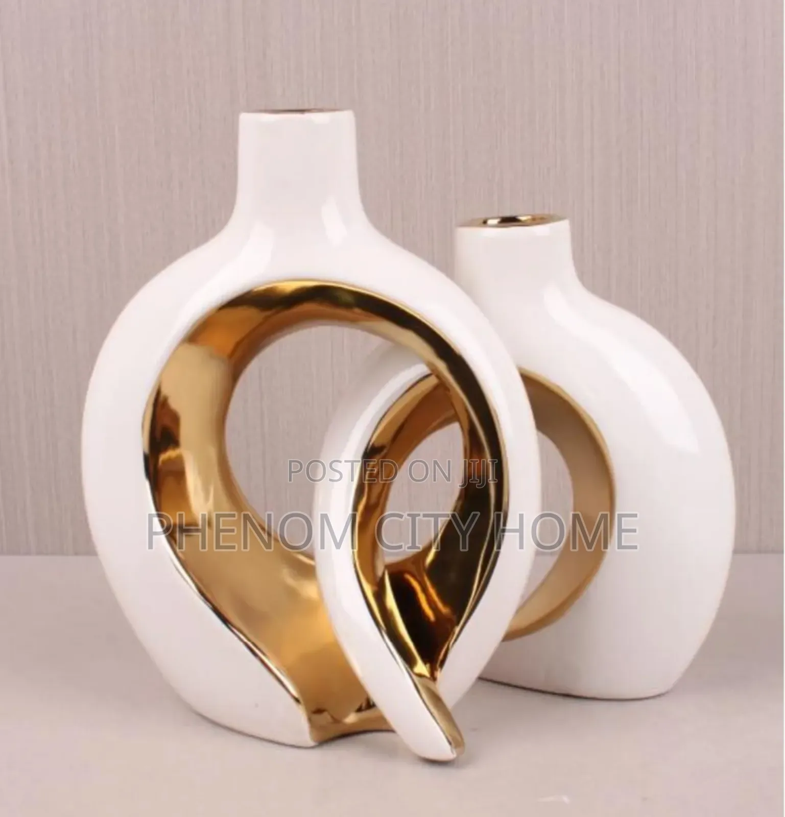 Unique White Interlocking 2pc Vases
