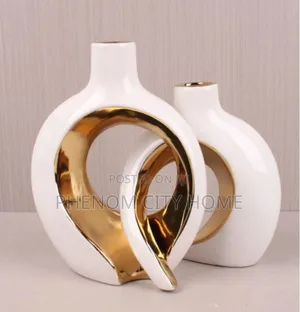 Unique White Interlocking 2pc Vases
