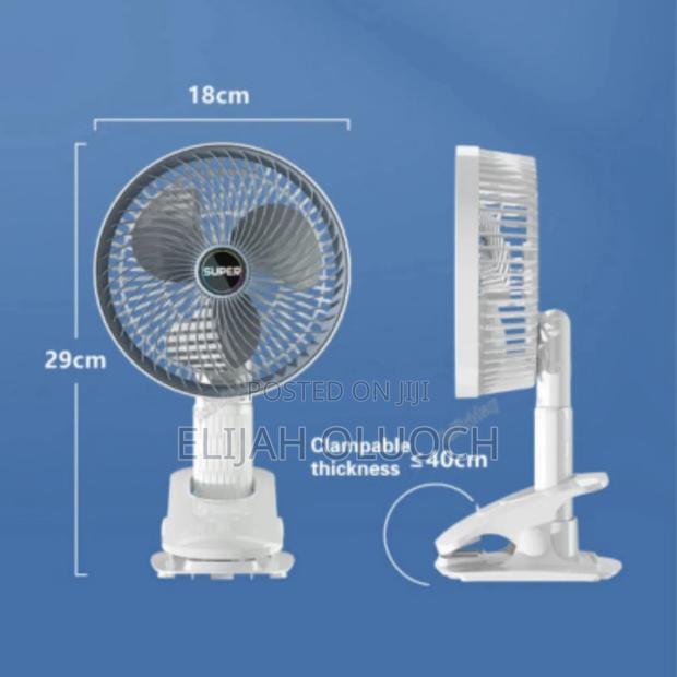 Rechargeable 3 Speed (3in1) Hang Clamp or Stand Desktop Fan - thumbnail 2