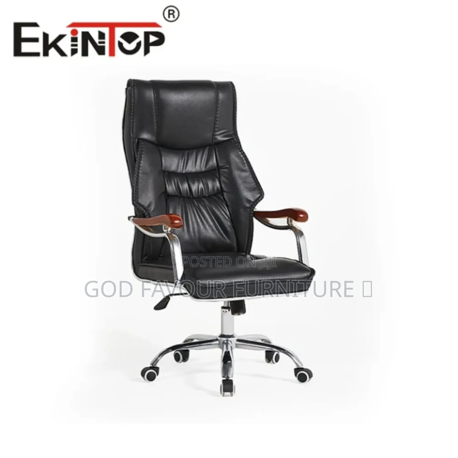 Black Leather Ergonomic High Back Swivel Office Chair Ky8