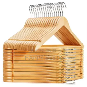 *Wooden Hanger 10 Pack Glossy Finish Nonslip Wooden Hangers