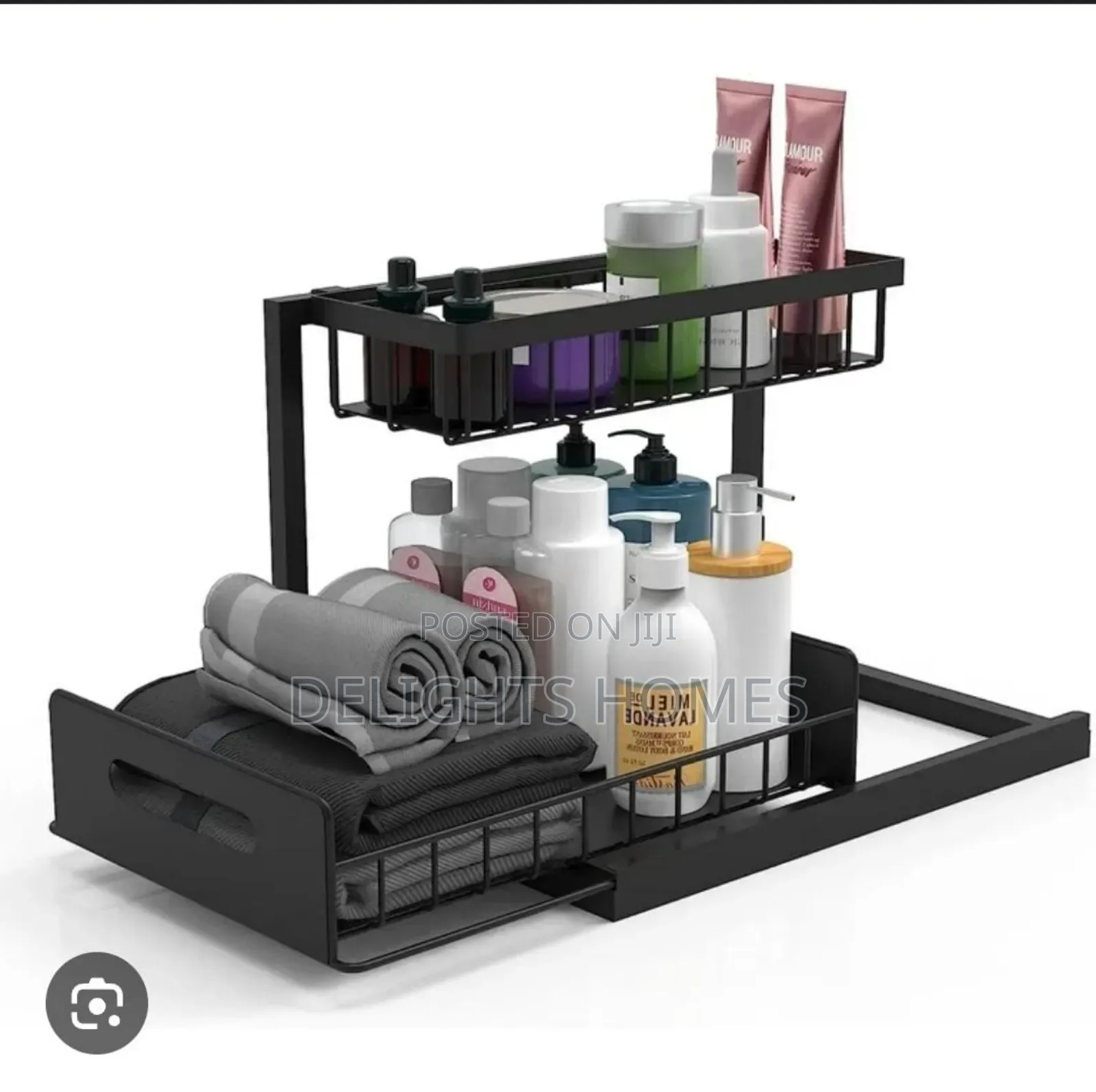 2 Tier Metallic Sliding Pull Out Organizer Rack-Pa