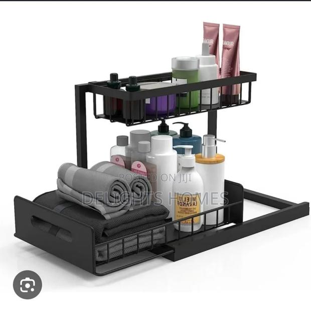 2 Tier Metallic Sliding Pull Out Organizer Rack-Pa
