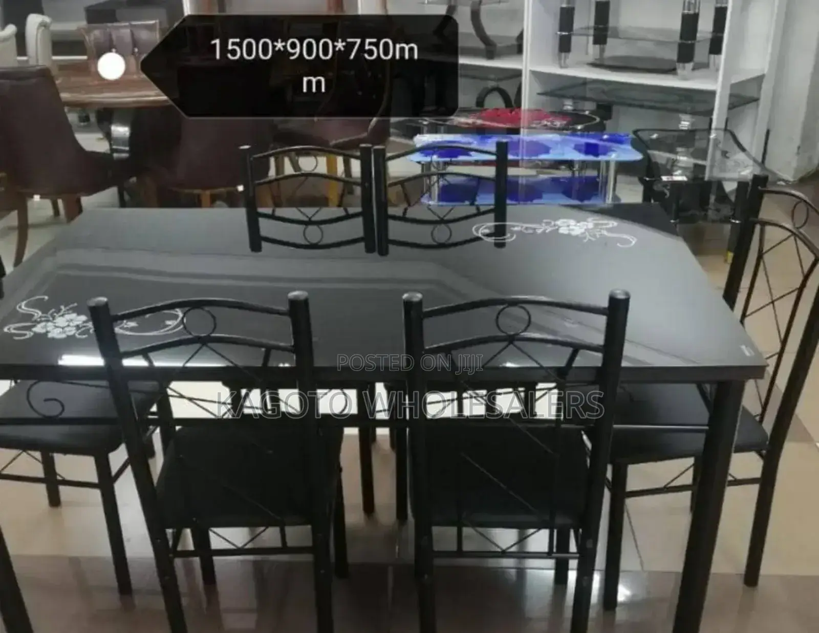 Large Executive 6 Sitter Dinning Table (Black Color) D-06