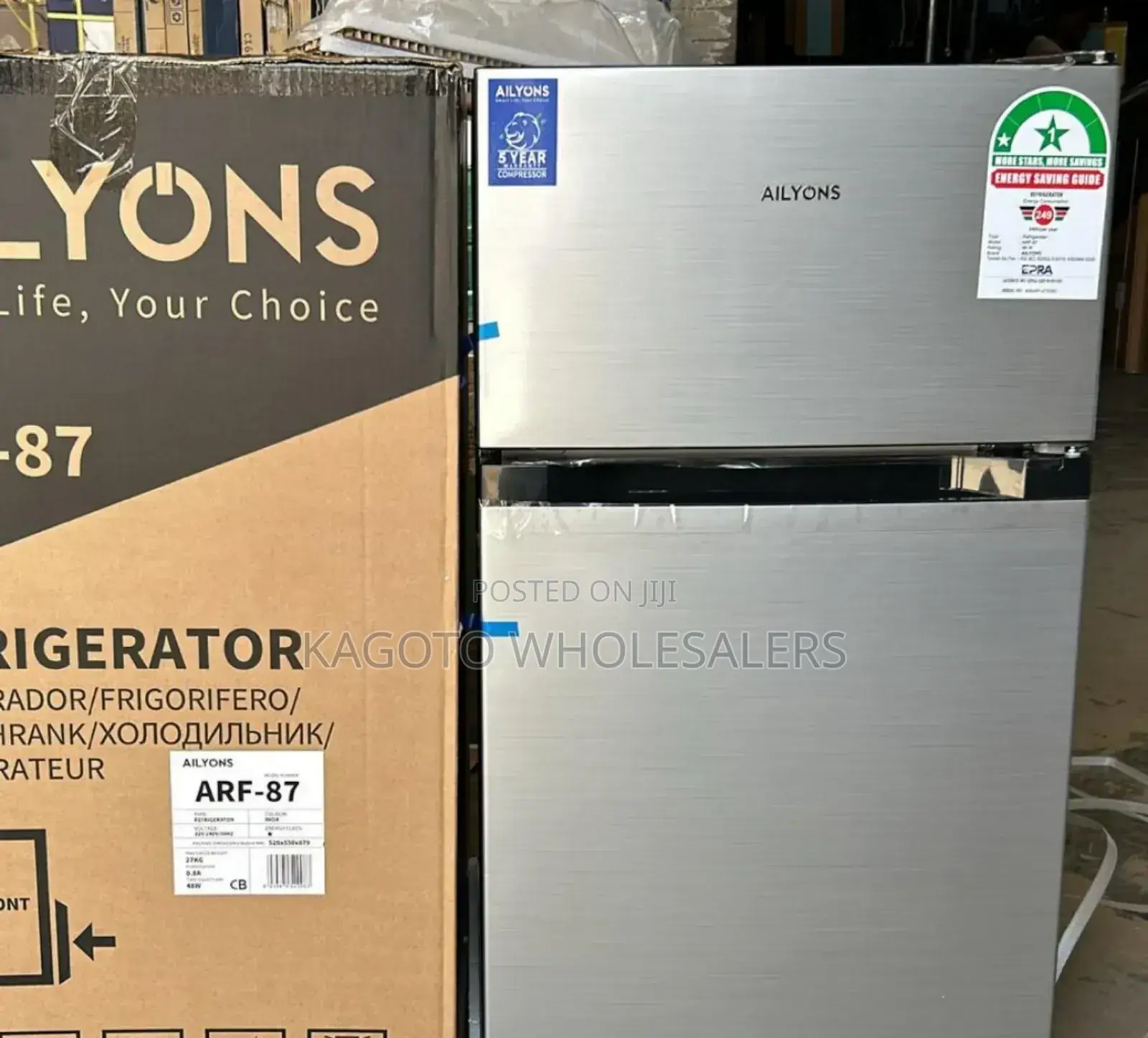 90 Litres 2 Door Ailyons Refrigerator Silver-Af/90l-Rf