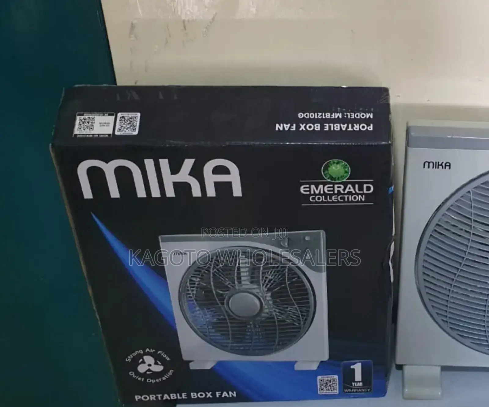 Mika Portable Box Fan (White) Model MFB-01